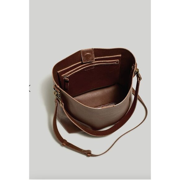 Madewell Rich Brown Leather bucket tote - Picture 2 of 14